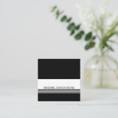 Zwart Wit Modern Minimalist Classic Vierkante Visitekaartje (Staand voorkant)