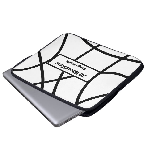 zwart-wit Modern Minimalistisch Abstract Laptop Sleeve (Voorkant onderkant)