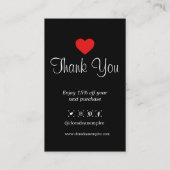 Zwart-wit, modern minimalistisch bedankt visitekaartje (Achterkant)