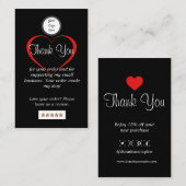 Zwart-wit, modern minimalistisch bedankt visitekaartje (Voorkant / Achterkant)