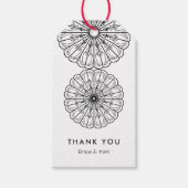 Zwart-wit modern minimalistisch bloemmotief cadeaulabel (Voorkant)