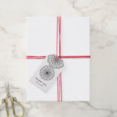 Zwart-wit modern minimalistisch bloemmotief cadeaulabel (Met Touw)