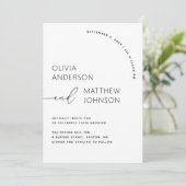 Zwart-wit modern minimalistisch eenvoudig huwelijk kaart (Staand voorkant)