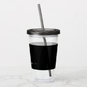 Zwart Wit Modern Minimalistisch Elegant Monogram Acryl Drinkbeker (Links)