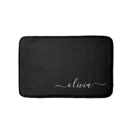 Zwart Wit Modern Minimalistisch Elegant Monogram Badmat