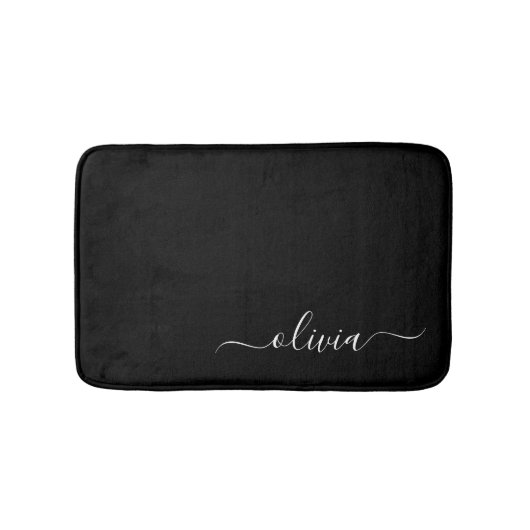 Zwart Wit Modern Minimalistisch Elegant Monogram Badmat (Voorkant)