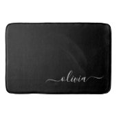 Zwart Wit Modern Minimalistisch Elegant Monogram Badmat (Voorkant)
