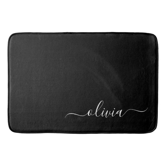 Zwart Wit Modern Minimalistisch Elegant Monogram Badmat (Voorkant)