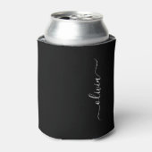 Zwart Wit Modern Minimalistisch Elegant Monogram Blikjeskoeler (Blikje Voorkant)