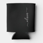 Zwart Wit Modern Minimalistisch Elegant Monogram Blikjeskoeler (Voorkant)
