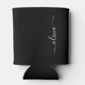 Zwart Wit Modern Minimalistisch Elegant Monogram Blikjeskoeler (Achterkant)