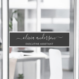 Zwart Wit Modern Minimalistisch Elegant Monogram Deurbordje