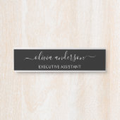 Zwart Wit Modern Minimalistisch Elegant Monogram Deurbordje (Voorkant)