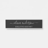 Zwart Wit Modern Minimalistisch Elegant Monogram Deurbordje (Voorkant)