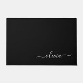 Zwart Wit Modern Minimalistisch Elegant Monogram Deurmat (Voorkant)
