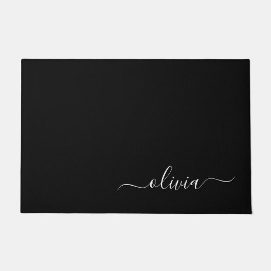 Zwart Wit Modern Minimalistisch Elegant Monogram Deurmat (Voorkant)