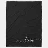 Zwart Wit Modern Minimalistisch Elegant Monogram Fleece Deken (Voorkant)