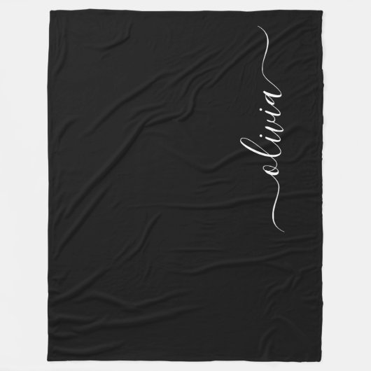 Zwart Wit Modern Minimalistisch Elegant Monogram Fleece Deken (Voorkant)