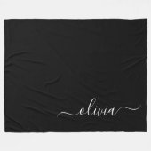 Zwart Wit Modern Minimalistisch Elegant Monogram Fleece Deken (Voorkant (Horizontaal))