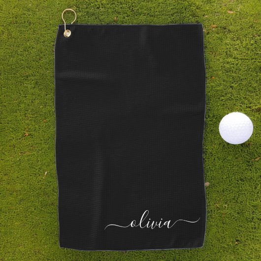 Zwart Wit Modern Minimalistisch Elegant Monogram Golfhanddoek