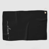 Zwart Wit Modern Minimalistisch Elegant Monogram Golfhanddoek (Horizontaal)