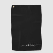 Zwart Wit Modern Minimalistisch Elegant Monogram Golfhanddoek (Voorkant)