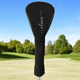 Zwart Wit Modern Minimalistisch Elegant Monogram Golfheadcover