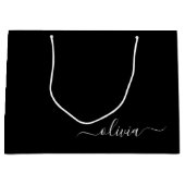 Zwart Wit Modern Minimalistisch Elegant Monogram Groot Cadeauzakje (Voorkant)