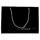 Zwart Wit Modern Minimalistisch Elegant Monogram Groot Cadeauzakje (Achterkant)