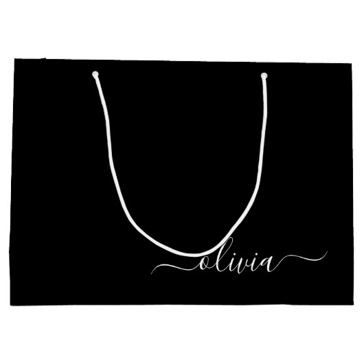 Zwart Wit Modern Minimalistisch Elegant Monogram Groot Cadeauzakje (Achterkant)
