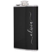 Zwart Wit Modern Minimalistisch Elegant Monogram Heupfles (Links)