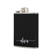 Zwart Wit Modern Minimalistisch Elegant Monogram Heupfles (Links)
