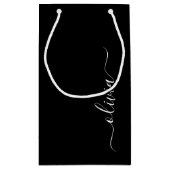 Zwart Wit Modern Minimalistisch Elegant Monogram Klein Cadeauzakje (Achterkant)