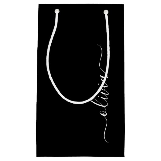 Zwart Wit Modern Minimalistisch Elegant Monogram Klein Cadeauzakje (Voorkant)