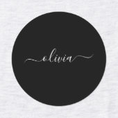 Zwart Wit Modern Minimalistisch Elegant Monogram Labels (Design 1)