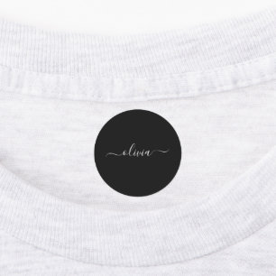Zwart Wit Modern Minimalistisch Elegant Monogram Labels
