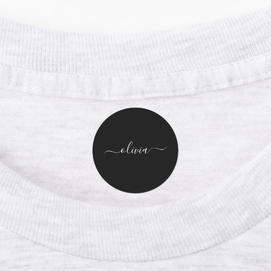 Zwart Wit Modern Minimalistisch Elegant Monogram Labels (Aangebracht)