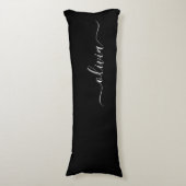 Zwart Wit Modern Minimalistisch Elegant Monogram Lichaamskussen (Voorkant Verticaal)