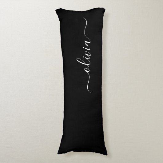 Zwart Wit Modern Minimalistisch Elegant Monogram Lichaamskussen (Voorkant Verticaal)