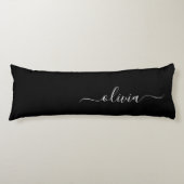 Zwart Wit Modern Minimalistisch Elegant Monogram Lichaamskussen (Voorkant)