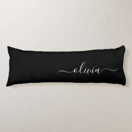 Zwart Wit Modern Minimalistisch Elegant Monogram Lichaamskussen