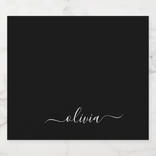 Zwart Wit Modern Minimalistisch Elegant Monogram Likeurfles Etiket (Enkel label)