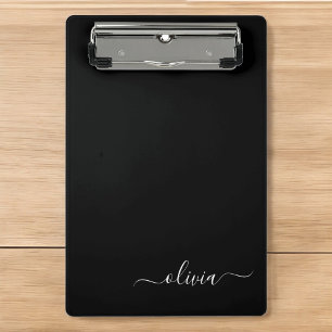 Zwart Wit Modern Minimalistisch Elegant Monogram Mini Klembord