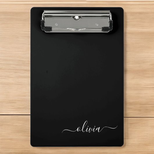 Zwart Wit Modern Minimalistisch Elegant Monogram Mini Klembord