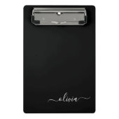 Zwart Wit Modern Minimalistisch Elegant Monogram Mini Klembord (Voorkant)