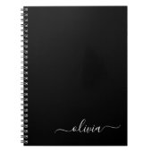 Zwart Wit Modern Minimalistisch Elegant Monogram Notitieboek (Voorkant)