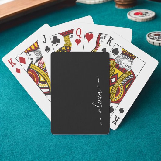 Zwart Wit Modern Minimalistisch Elegant Monogram Pokerkaarten