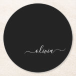 Zwart Wit Modern Minimalistisch Elegant Monogram Ronde Kartonnen Onderzetter<br><div class="desc">Introductie van ons Black and White Minimalist Modern Monogram-Collectie: omarm eenvoud en verfijning met onze minimalistische design, samengesteld om uw stijl moeiteloos te verbeteren. Dit collectie is gemaakt met een scherp oog voor moderne esthetiek en heeft strakke zwart-witte design die worden geaccentueerd door gepersonaliseerde monogrammen. Van chique briefpapier tot veelzijdige...</div>