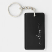 Zwart Wit Modern Minimalistisch Elegant Monogram Sleutelhanger (Voorkant)