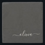 Zwart Wit Modern Minimalistisch Elegant Monogram Stenen Onderzetter<br><div class="desc">Introductie van ons Black and White Minimalist Modern Monogram-Collectie: omarm eenvoud en verfijning met onze minimalistische design, samengesteld om uw stijl moeiteloos te verbeteren. Dit collectie is gemaakt met een scherp oog voor moderne esthetiek en heeft strakke zwart-witte design die worden geaccentueerd door gepersonaliseerde monogrammen. Van chique briefpapier tot veelzijdige...</div>